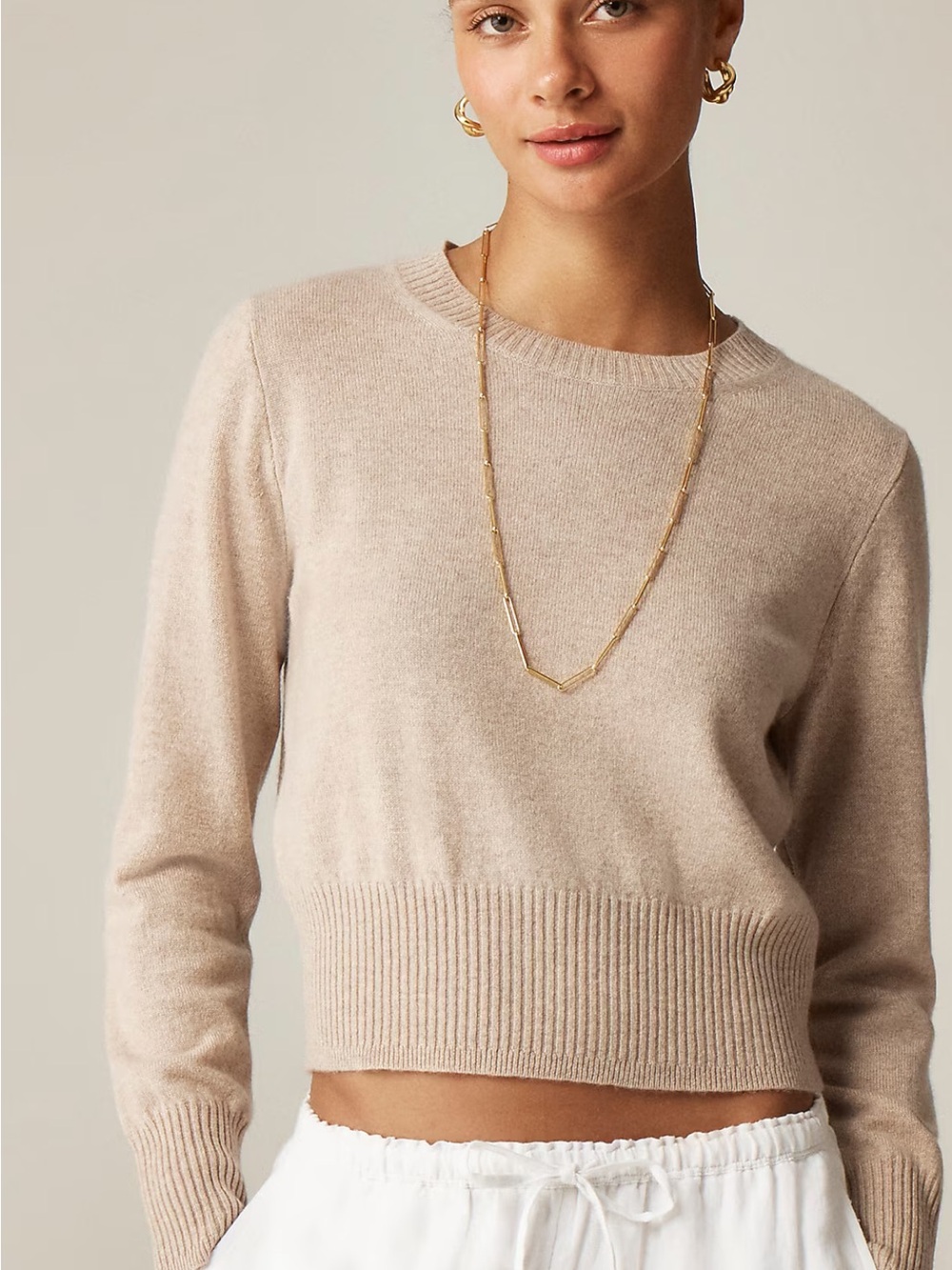 J. Crew cashmere shrunken crew neck sweater